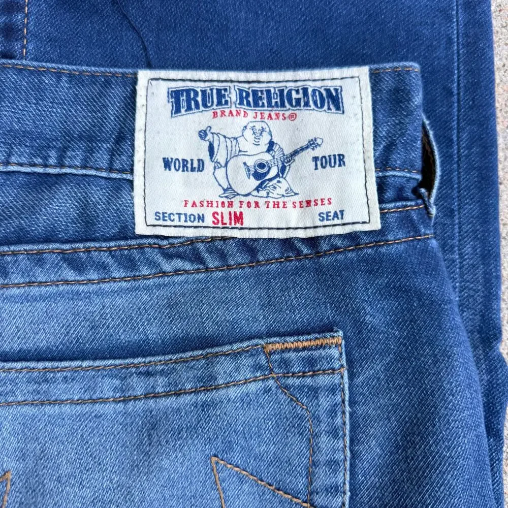 True Religion Slim Fit No Flap Pockets Denim Jeans 42 Dark Wash